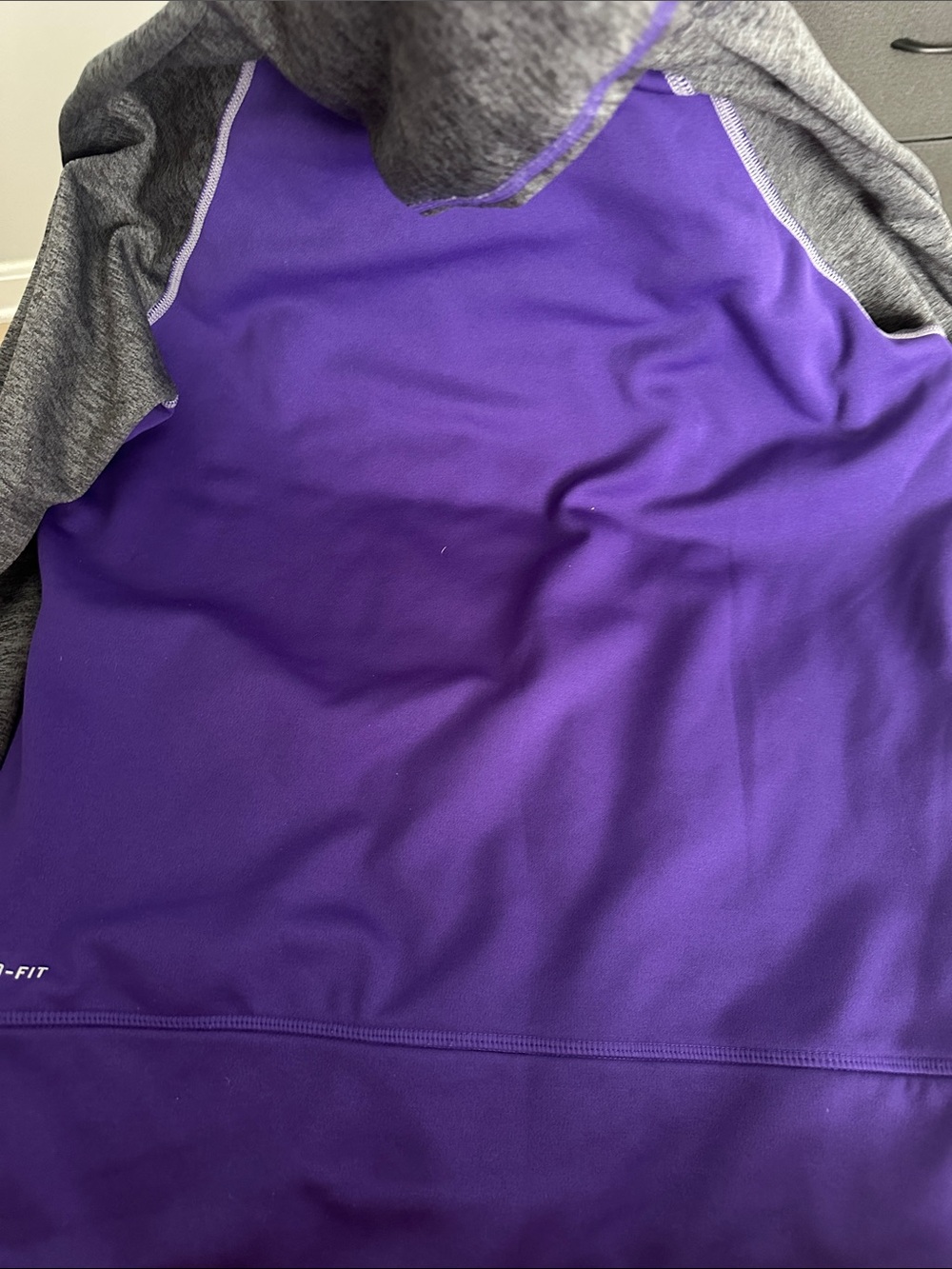 Nike Purple and Gray Pullover Hoodie with Yellow Logo Size L - Picture 5 of 5